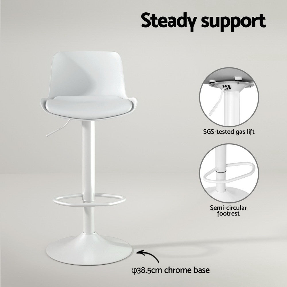 4x Artiss Bar Stools Kitchen Swivel Gas Lift Stool Leather Dining Chairs White BA-KJ-GL-BPP-SPU-WHX4