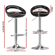 Artiss 2x Bar Stools Gas Lift Plastic Seat Black BA-KJ-GL-PP-BKX2
