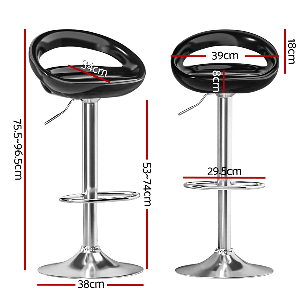 Artiss 2x Bar Stools Gas Lift Plastic Seat Black BA-KJ-GL-PP-BKX2
