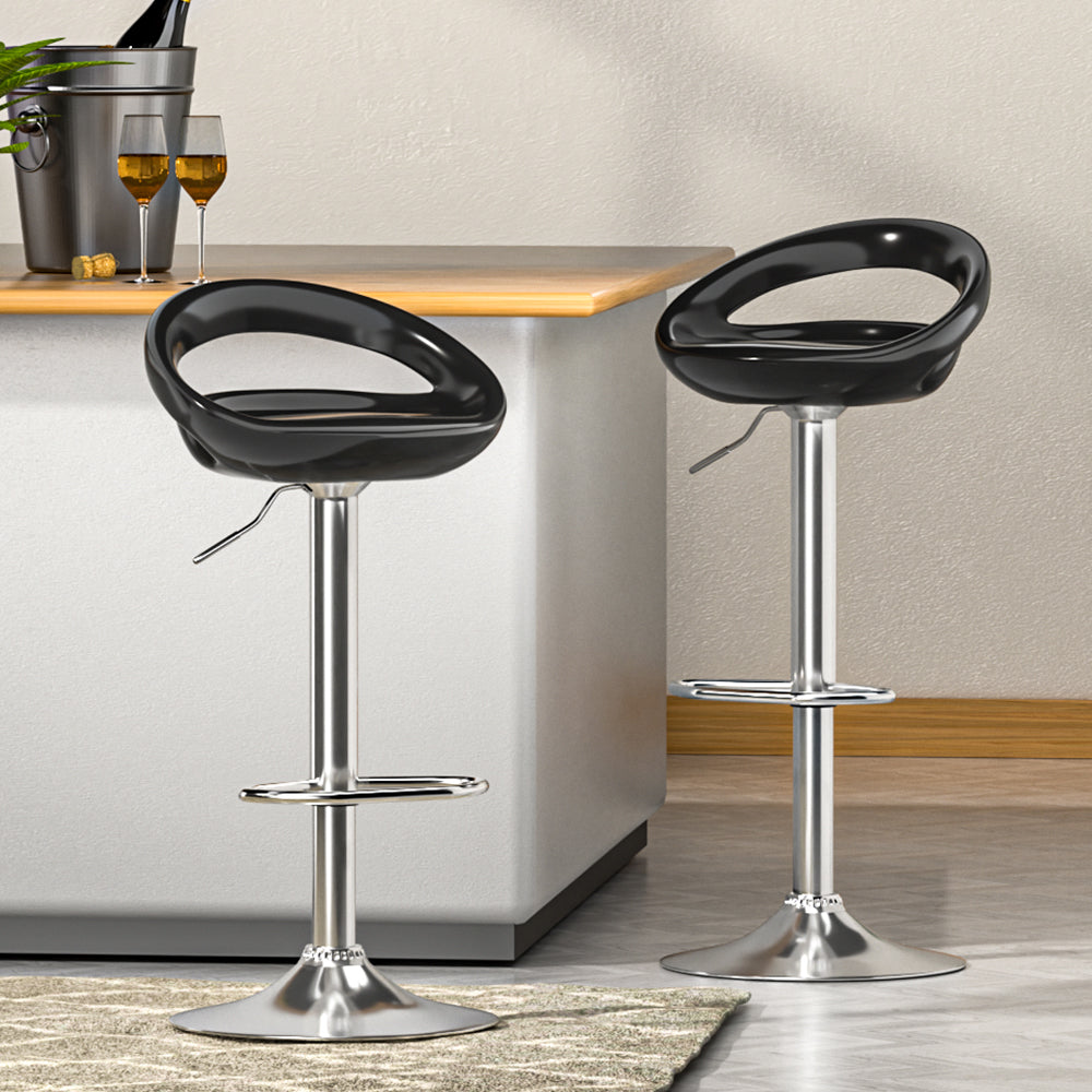 Artiss 2x Bar Stools Gas Lift Plastic Seat Black BA-KJ-GL-PP-BKX2