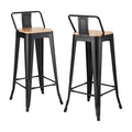 Artiss 2x Bar Stools Kitchen Counter High Chair Dining Stackable Metal Black BA-KJ-J004-WDX2