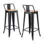 Artiss 2x Bar Stools Kitchen Counter High Chair Dining Stackable Metal Black BA-KJ-J004-WDX2