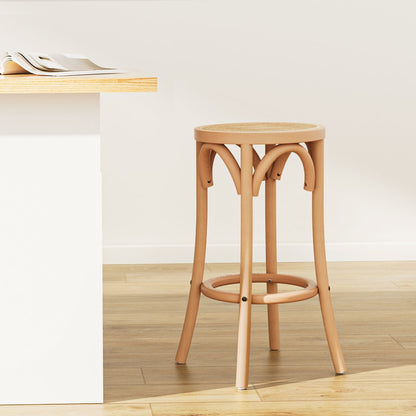 Artiss Bar Stool Rattan Seat Wooden BA-L-RA-B13-NA