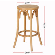 Artiss Bar Stool Rattan Seat Wooden BA-L-RA-B13-NA