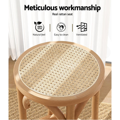 Artiss Bar Stool Rattan Seat Wooden BA-L-RA-B13-NA