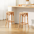 Artiss 2x Bar Stoosl Rattan Seat Wooden BA-L-RA-B13-NAX2