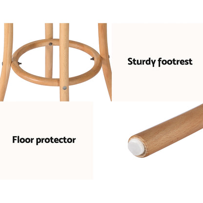 Artiss 2x Bar Stoosl Rattan Seat Wooden BA-L-RA-B13-NAX2