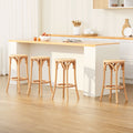 Artiss 4x Bar Stoosl Rattan Seat Wooden BA-L-RA-B13-NAX4