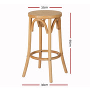 Artiss 4x Bar Stoosl Rattan Seat Wooden BA-L-RA-B13-NAX4