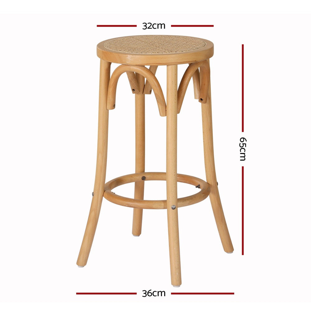 Artiss 4x Bar Stoosl Rattan Seat Wooden BA-L-RA-B13-NAX4