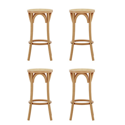 Artiss 4x Bar Stoosl Rattan Seat Wooden BA-L-RA-B13-NAX4