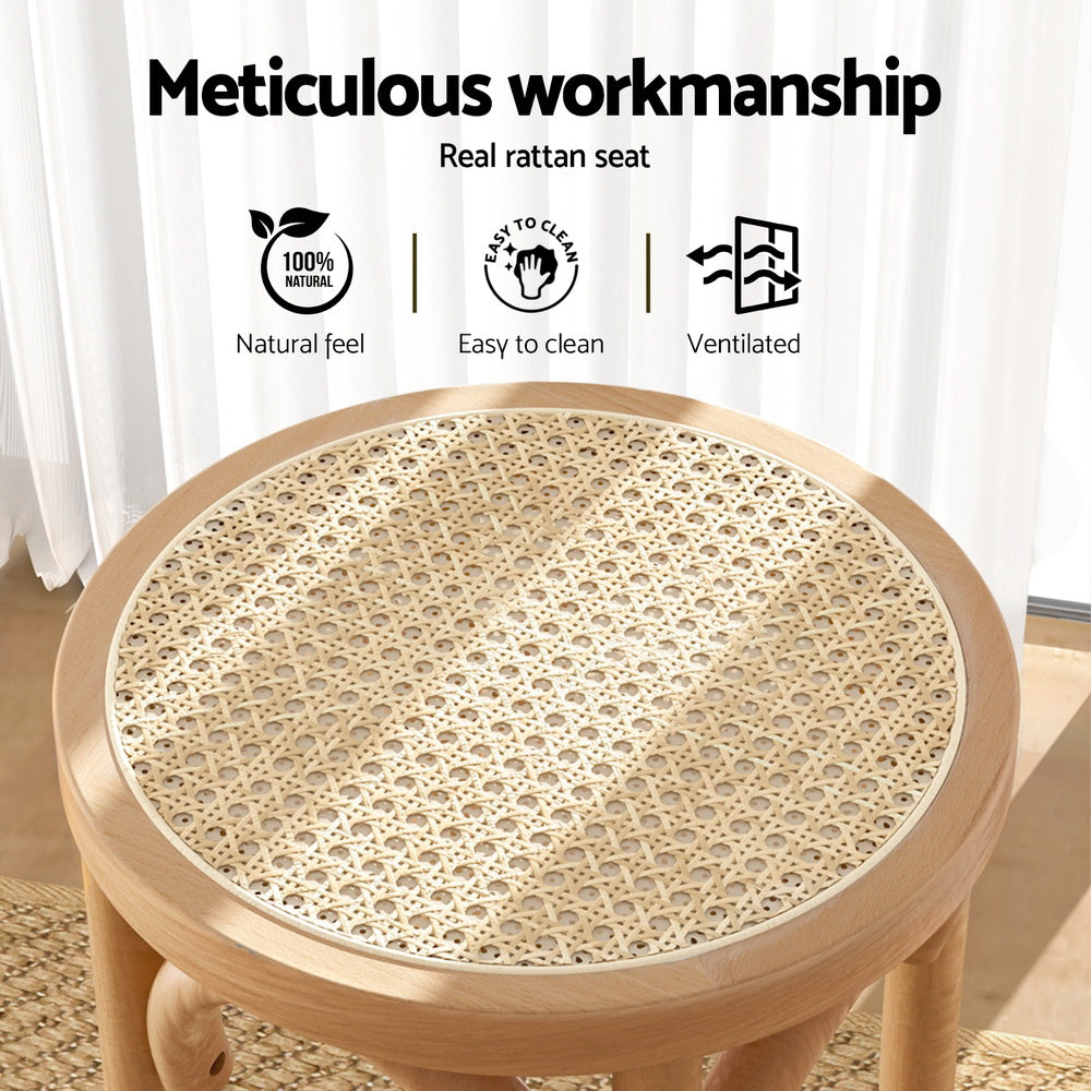 Artiss 4x Bar Stoosl Rattan Seat Wooden BA-L-RA-B13-NAX4