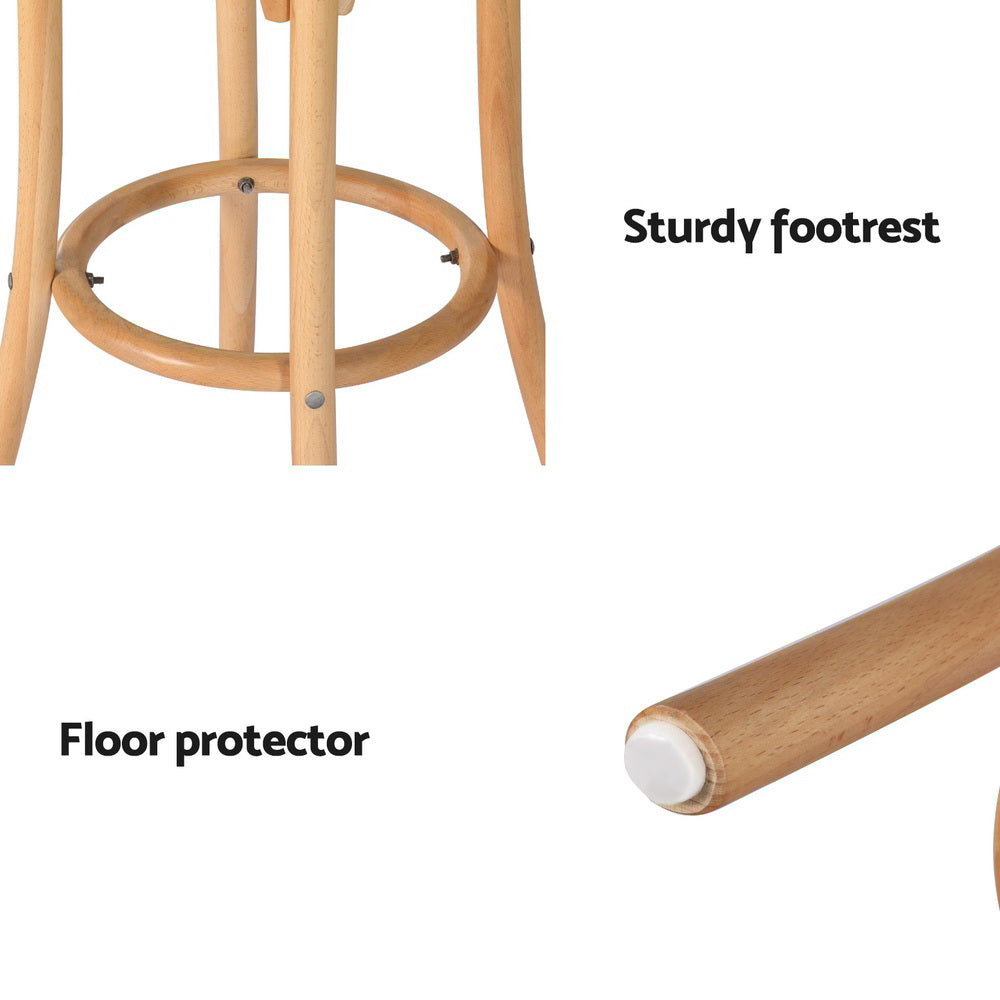 Artiss 4x Bar Stoosl Rattan Seat Wooden BA-L-RA-B13-NAX4