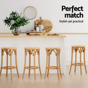 Artiss 4x Bar Stoosl Rattan Seat Wooden BA-L-RA-B13-NAX4