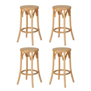 Artiss 4x Bar Stoosl Rattan Seat Wooden BA-L-RA-B13-NAX4