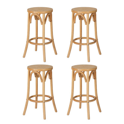Artiss 4x Bar Stoosl Rattan Seat Wooden BA-L-RA-B13-NAX4