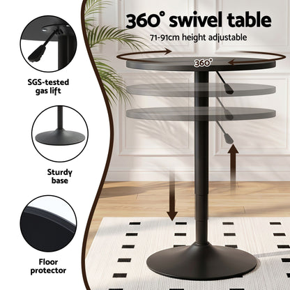 Artiss Bar Stools and Table Set 3PCS Dining Desk Kitchen Chairs Cafe Pub Black BA-SET-304-T-BK