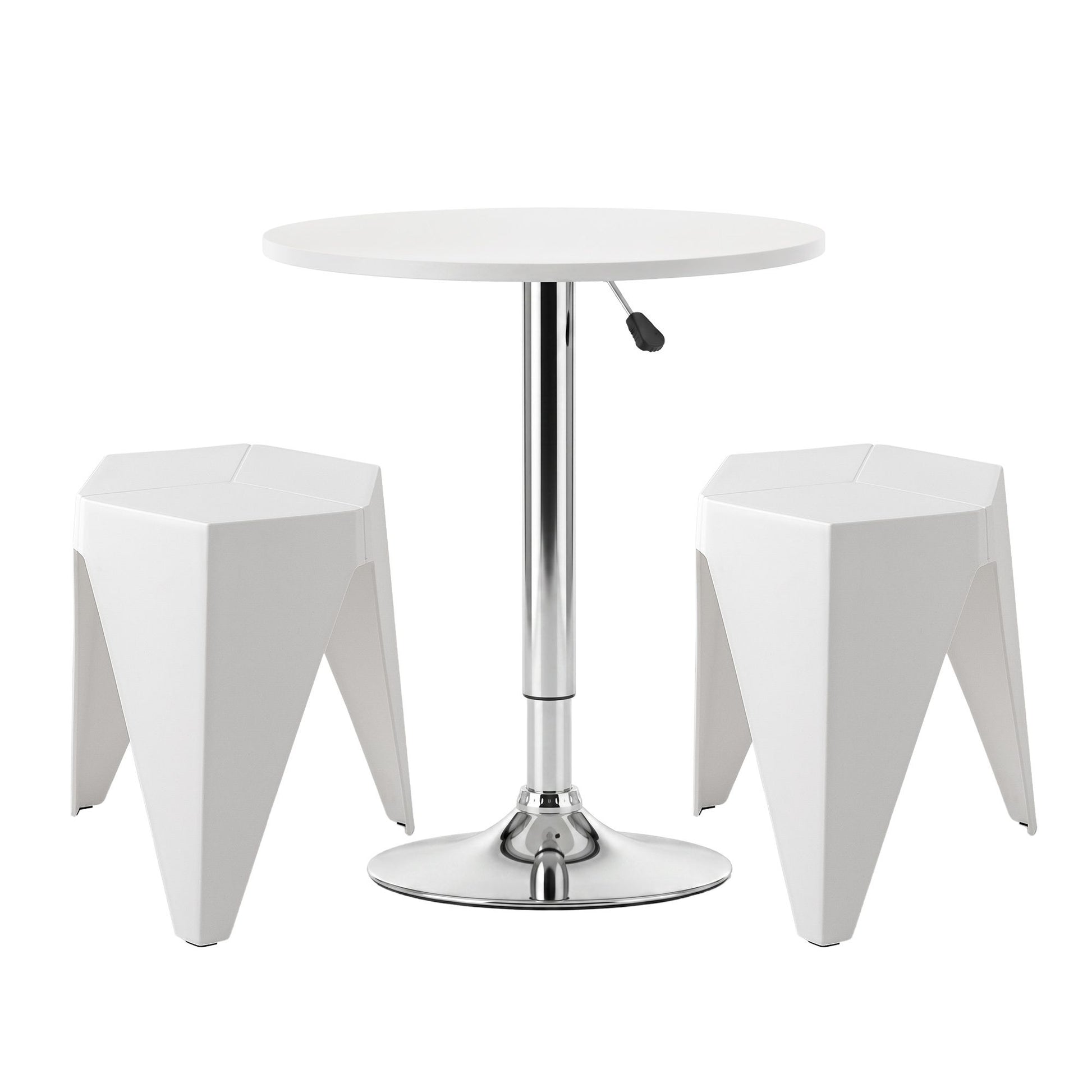 Artiss Bar Stools and Table Set 3PCS Dining Desk Kitchen Chairs Cafe Pub White BA-SET-304-T-WH