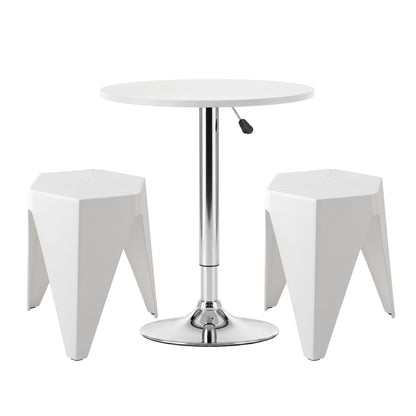Artiss Bar Stools and Table Set 3PCS Dining Desk Kitchen Chairs Cafe Pub White BA-SET-304-T-WH
