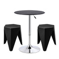 Artiss Bar Stools and Table Set 3PCS Dining Desk Kitchen Chair PVC Leather Black BA-SET-304PVC-T-BK