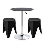 Artiss Bar Stools and Table Set 3PCS Dining Desk Kitchen Chair PVC Leather Black BA-SET-304PVC-T-BK