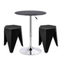 Artiss Bar Stools and Table Set 3PCS Dining Desk Kitchen Chair PVC Leather Black BA-SET-304PVC-T-BK