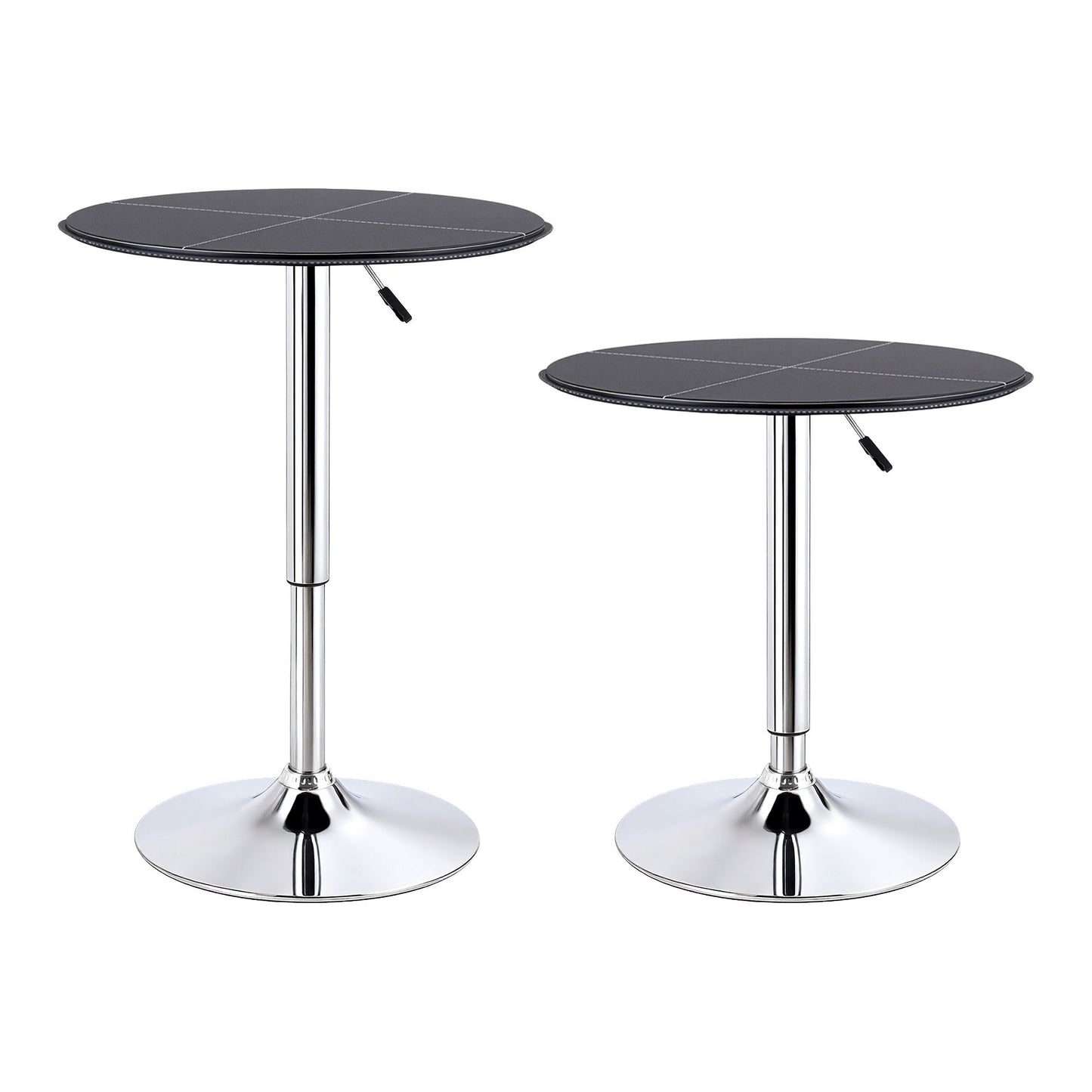 Artiss Bar Stools and Table Set 3PCS Dining Desk Kitchen Chair PVC Leather Black BA-SET-304PVC-T-BK