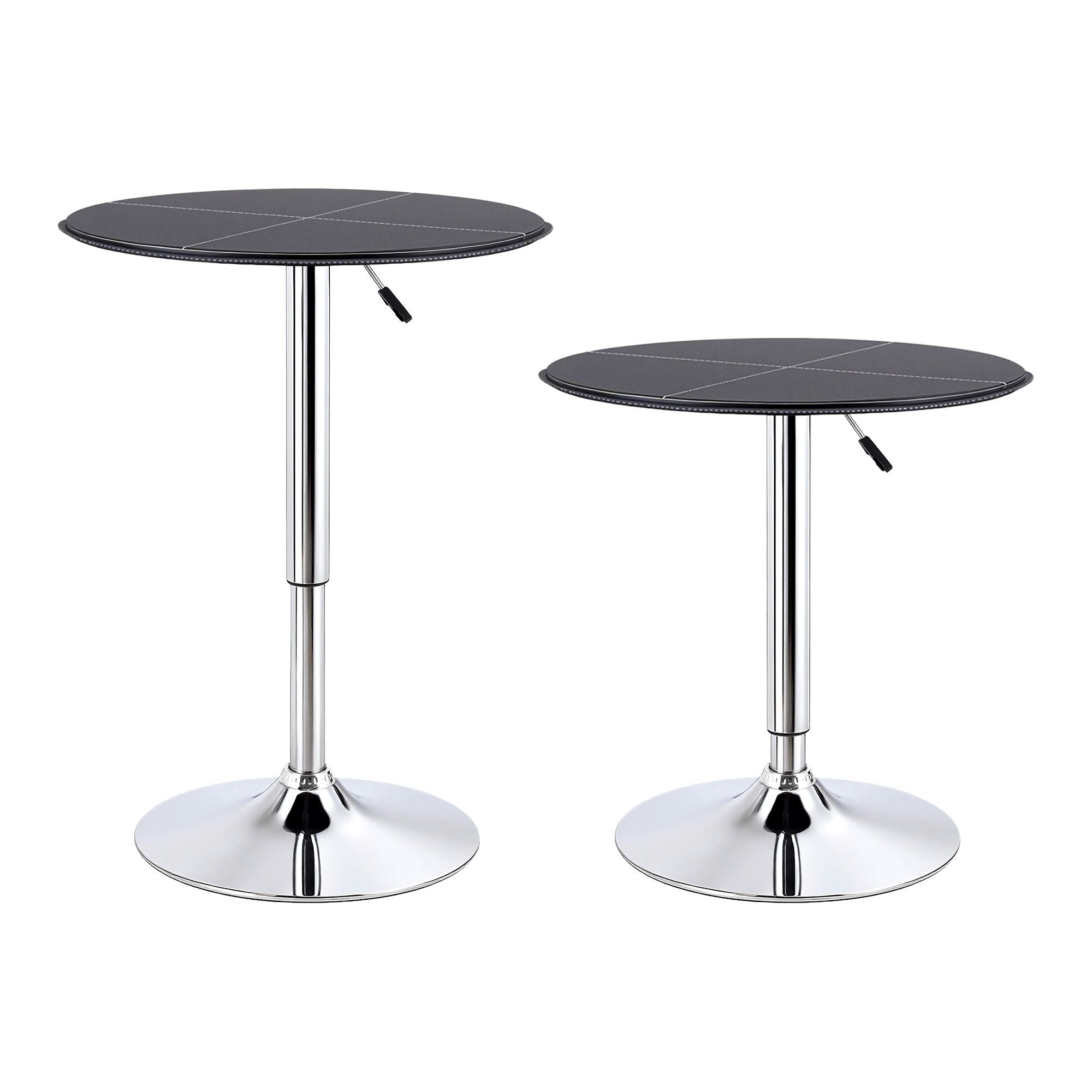 Artiss Bar Stools and Table Set 3PCS Dining Desk Kitchen Chair PVC Leather Black BA-SET-304PVC-T-BK