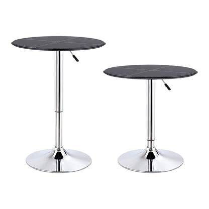 Artiss Bar Stools and Table Set 3PCS Dining Desk Kitchen Chair PVC Leather Black BA-SET-304PVC-T-BK