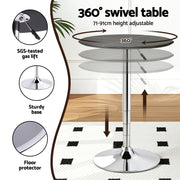 Artiss Bar Stools and Table Set 3PCS Dining Desk Kitchen Chair PVC Leather Black BA-SET-304PVC-T-BK