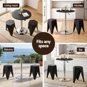 Artiss Bar Stools and Table Set 3PCS Dining Desk Kitchen Chair PVC Leather Black BA-SET-304PVC-T-BK