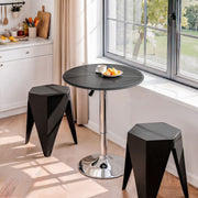 Artiss Bar Stools and Table Set 3PCS Dining Desk Kitchen Chair PVC Leather Black BA-SET-304PVC-T-BK