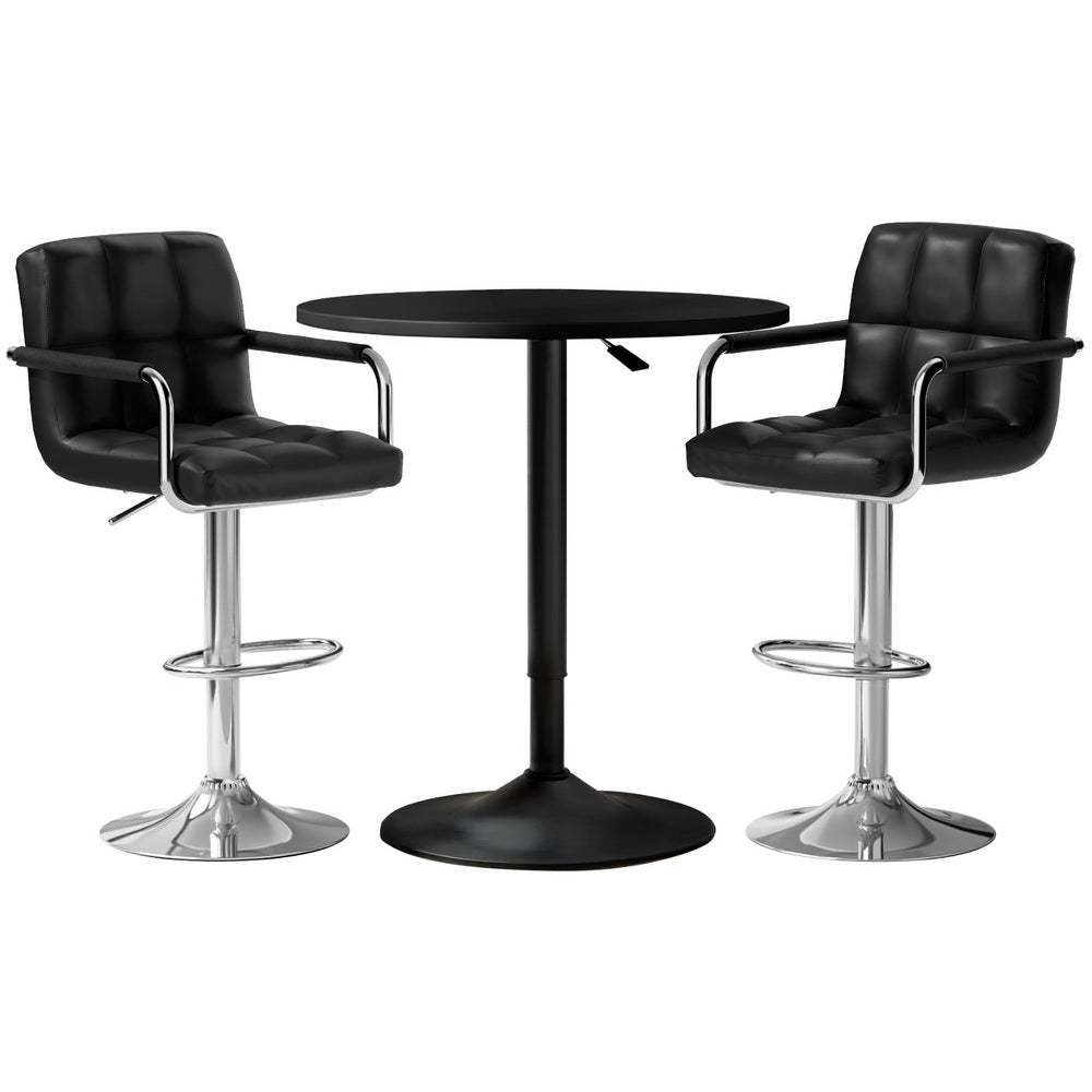 Artiss Bar Table and Stools Set Dining Desk Kitchen Chairs Cafe Pub BA-TAB-CHR-GASLIFT-BK