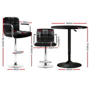 Artiss Bar Table and Stools Set Dining Desk Kitchen Chairs Cafe Pub BA-TAB-CHR-GASLIFT-BK