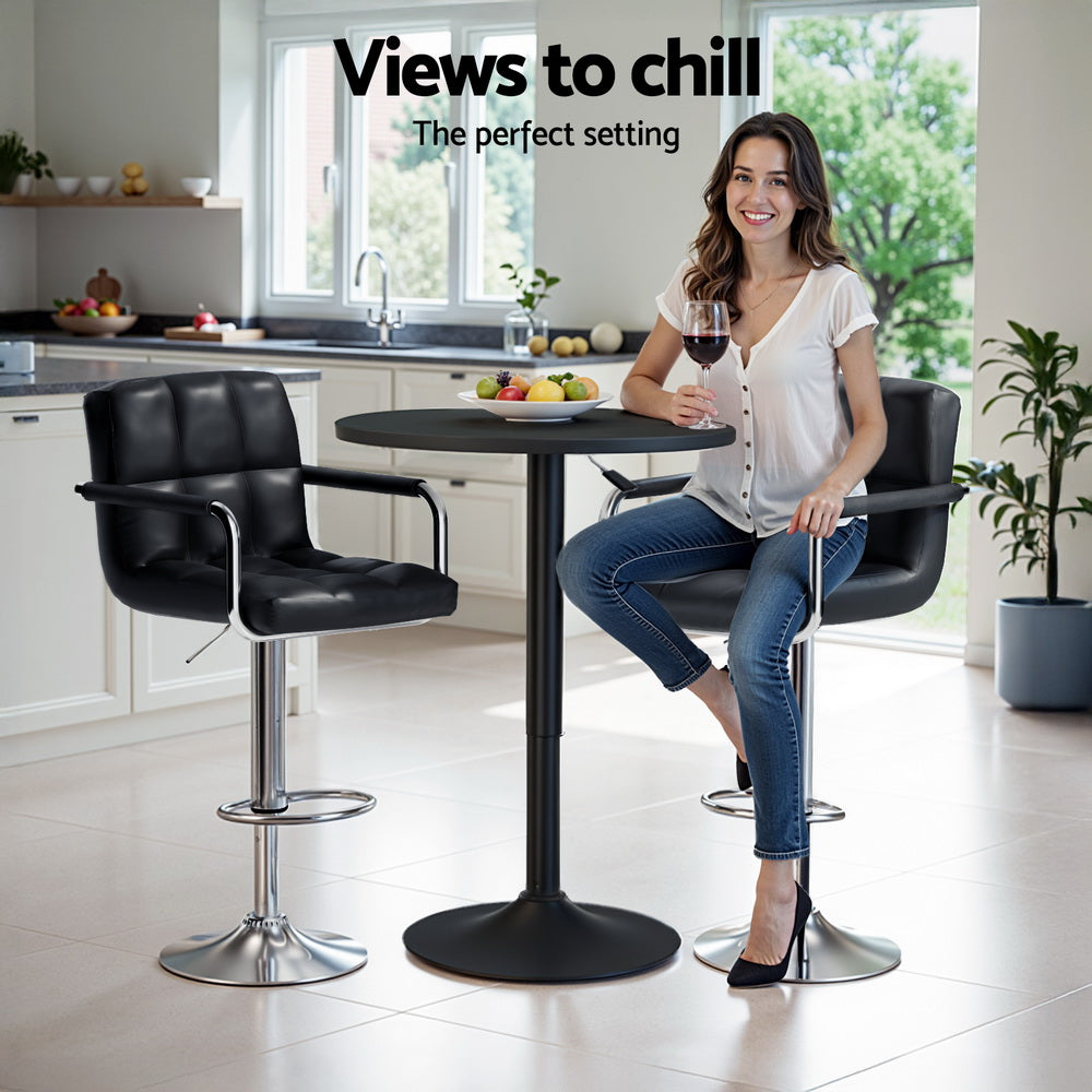 Artiss Bar Table and Stools Set Dining Desk Kitchen Chairs Cafe Pub BA-TAB-CHR-GASLIFT-BK
