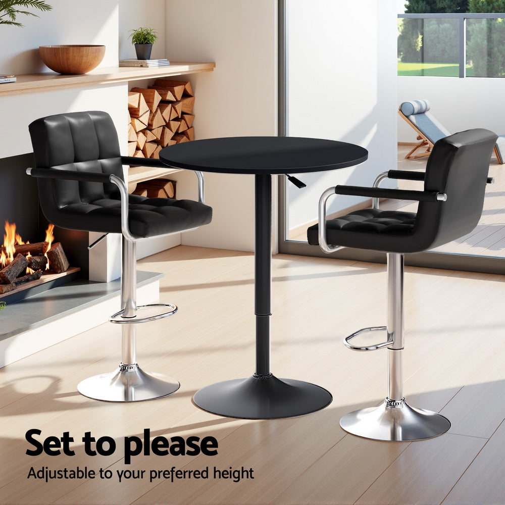 Artiss Bar Table and Stools Set Dining Desk Kitchen Chairs Cafe Pub BA-TAB-CHR-GASLIFT-BK