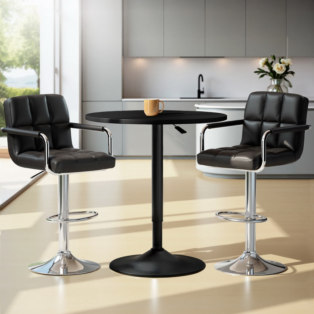 Artiss Bar Table and Stools Set Dining Desk Kitchen Chairs Cafe Pub BA-TAB-CHR-GASLIFT-BK