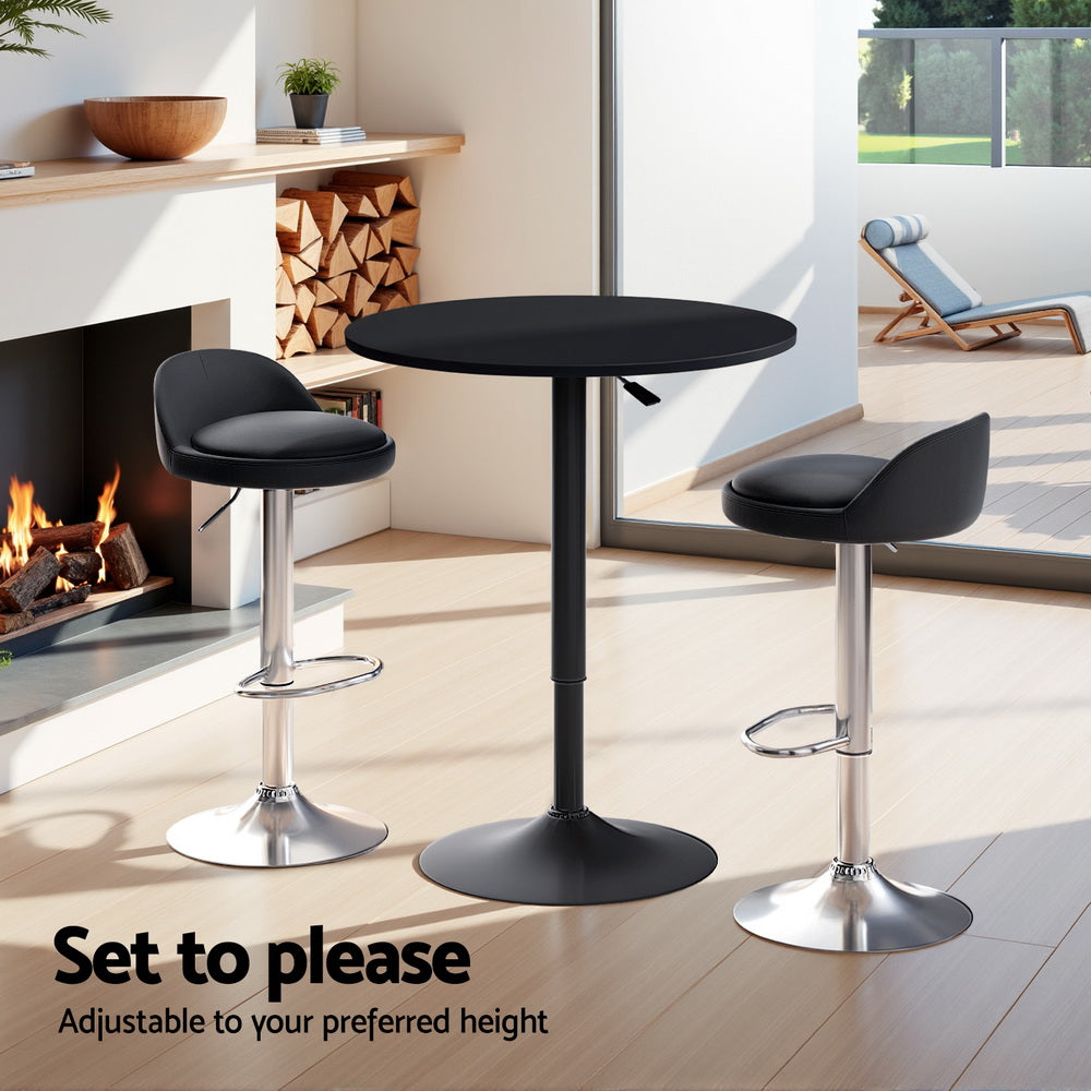Artiss Bar Table and Stools Set Dining Desk Kitchen Chairs Cafe Pub BA-TAB-CHR-GASLIFT-BKSV