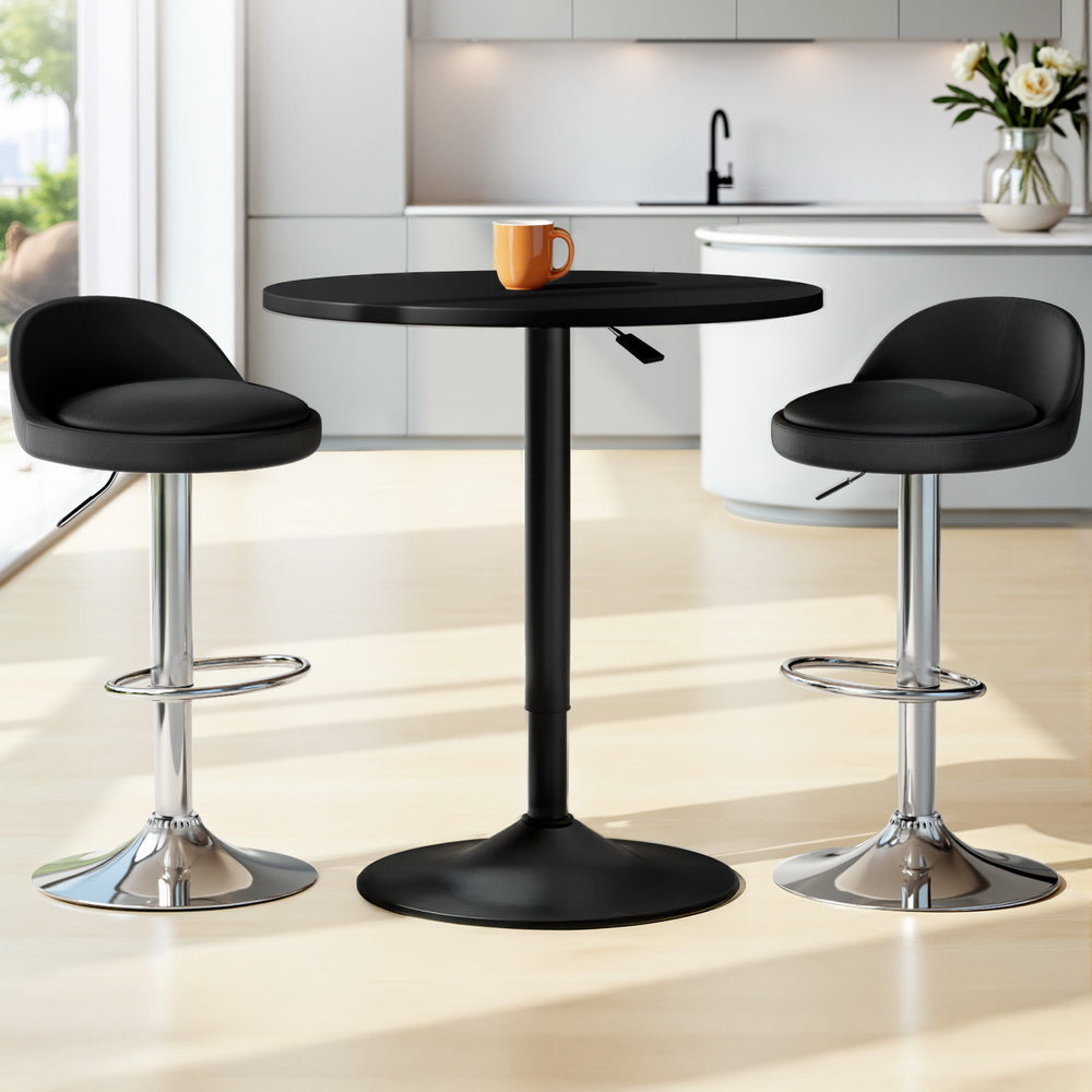 Artiss Bar Table and Stools Set Dining Desk Kitchen Chairs Cafe Pub BA-TAB-CHR-GASLIFT-BKSV