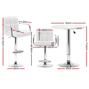 Artiss Bar Table and Stools Set Dining Desk Kitchen Chairs Cafe Pub BA-TAB-CHR-GASLIFT-WH