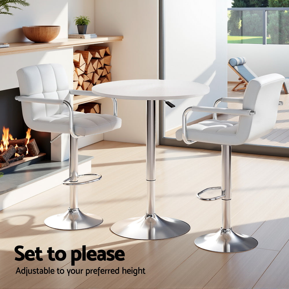 Artiss Bar Table and Stools Set Dining Desk Kitchen Chairs Cafe Pub BA-TAB-CHR-GASLIFT-WH