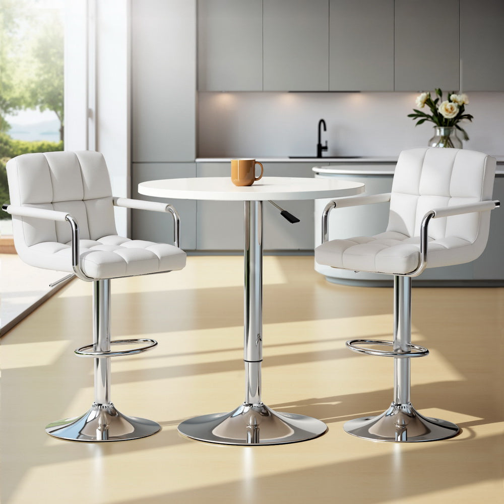 Artiss Bar Table and Stools Set Dining Desk Kitchen Chairs Cafe Pub BA-TAB-CHR-GASLIFT-WH
