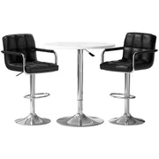 Artiss Bar Table and Stools Set Dining Desk Kitchen Chairs Cafe Pub BA-TAB-CHR-GASLIFT-WHBK