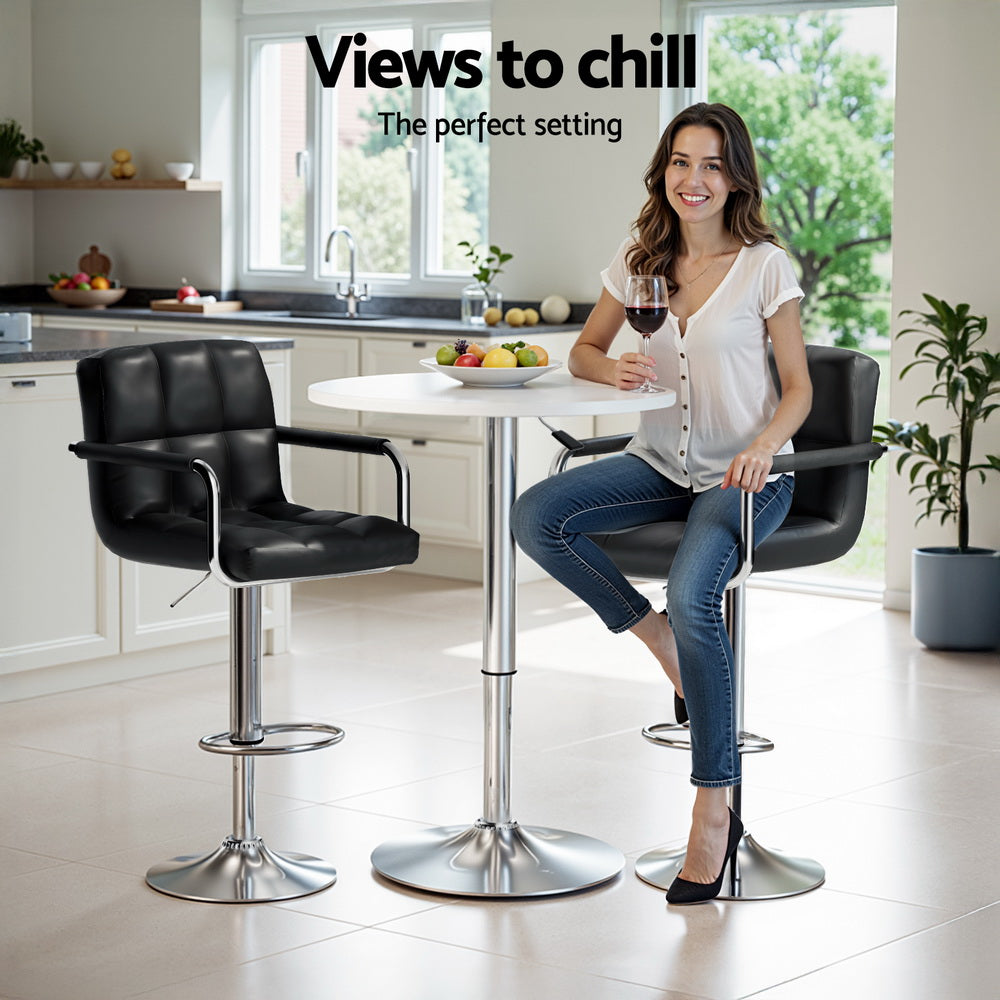 Artiss Bar Table and Stools Set Dining Desk Kitchen Chairs Cafe Pub BA-TAB-CHR-GASLIFT-WHBK