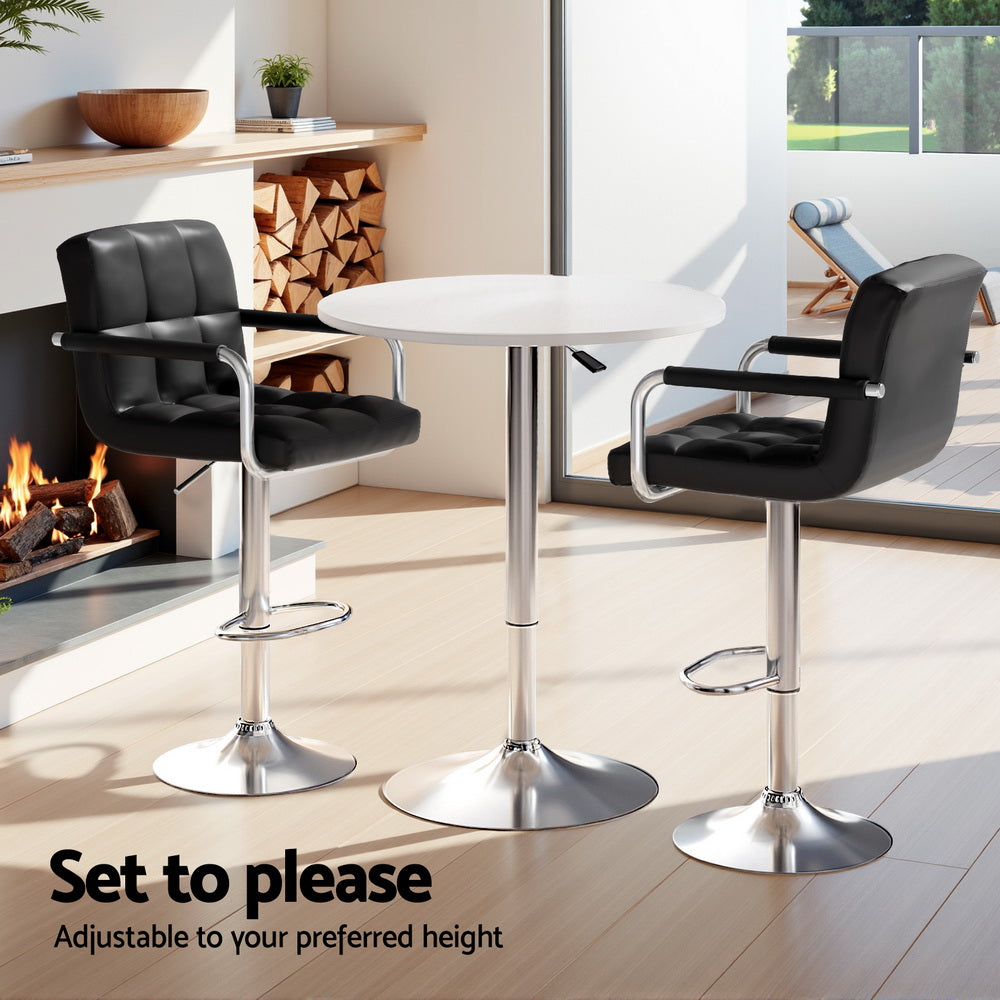 Artiss Bar Table and Stools Set Dining Desk Kitchen Chairs Cafe Pub BA-TAB-CHR-GASLIFT-WHBK