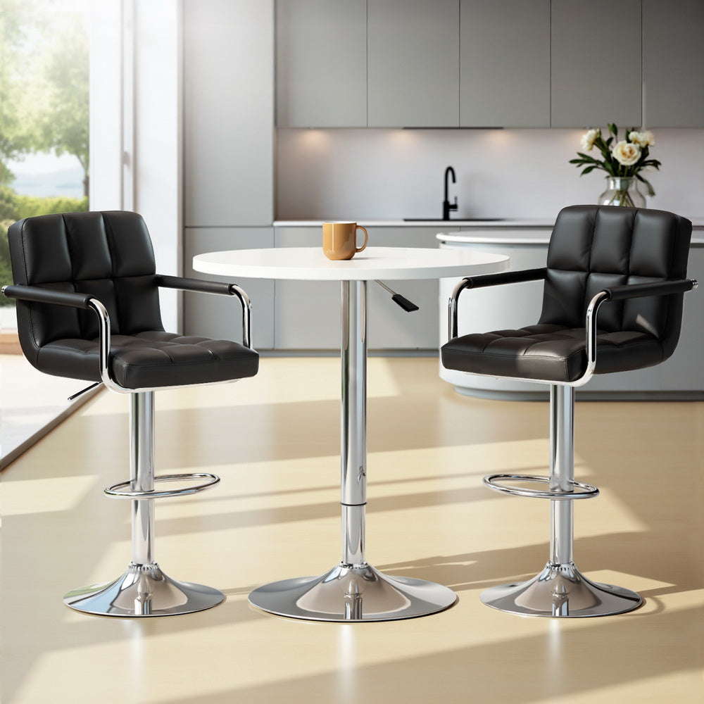 Artiss Bar Table and Stools Set Dining Desk Kitchen Chairs Cafe Pub BA-TAB-CHR-GASLIFT-WHBK