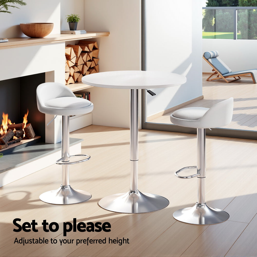 Artiss Bar Table and Stools Set Dining Desk Kitchen Chairs Cafe Pub BA-TAB-CHR-GASLIFT-WHSV
