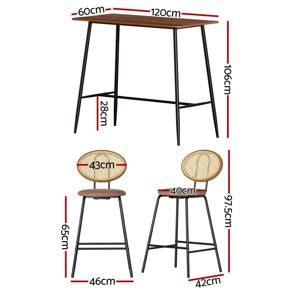 Artiss Bar Table Stools Set Dining Desk Industrial Kitchen Chairs Cafe Pub BA-TAB-CHR-SET-BR
