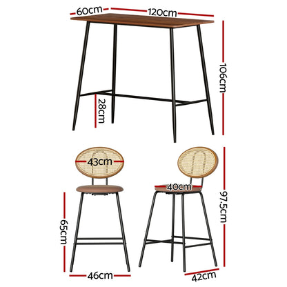 Artiss Bar Table Stools Set Dining Desk Industrial Kitchen Chairs Cafe Pub BA-TAB-CHR-SET-BR