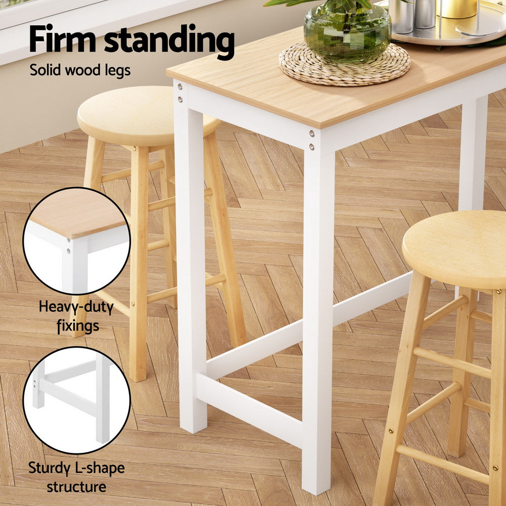 Artiss Bar Table and Stools Set Dining Desk Kitchen Chairs Cafe Pub BA-TAB-CHR-SET-NT